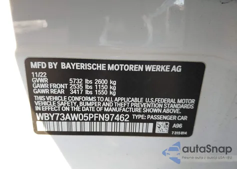 2023 BMW I4 Edrive40 z USA, uszkodzony, nr VIN WBY73AW05PFN97462